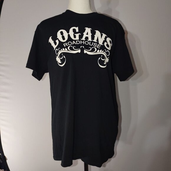 Logans Roadhouse Black T-Shirt Gildan Graphic Logo Print Unisex-SIZE: MEDIUM - Picture 2 of 4